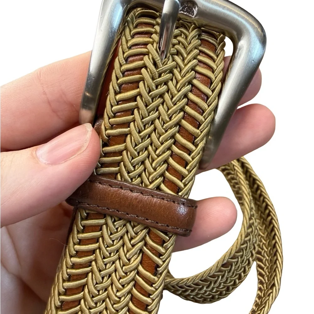 ✨ Torino Woven Stretch Leather Belt Brown & Gold Size 40‎ ✨